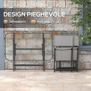 Set 5 Pezzi Tavolo e Sedie da Giardino con 4 Sedie Pieghevoli in Textilene Traspirante Grigio      