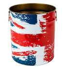 Porta Legna o Pellet Contenitore Senza Coperchio Ø39x42 cm in Ferro Verniciato Big English Blu e Rosso