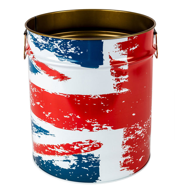 Porta Legna o Pellet Contenitore Senza Coperchio Ø39x42 cm in Ferro Verniciato Big English Blu e Rosso prezzo