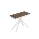 Consolle Allungabile 90-196x40x77 cm Saki Small Evolution Noce Gambe Bianche 