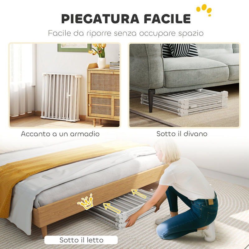 Recinto per Cani a 8 Pannelli Modulabili 61x3x75 cm con Chiusura Automatica in Acciaio e ABS Bianco      
