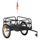 Carrello Bici da 70L con 2 Ruote da 16" 2 Catarifrangenti e Bandierina 125x64x53,5 cm in Acciaio e PE Nero      