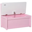 Cassapanca per Bambini 2-5 Anni 60x30x50 cm con Pistone per Chiusura Sicura Capacità 40 kg in Legno Rosa e Bianco      
