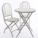 Set Tavolino e 2 Sedie Pieghevoli da Giardino in Abete Bianco