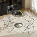 Set 4 Sedie Pieghevoli Salvaspazio 47x48x75 cm in Acciaio e Acrilico Trasparente   