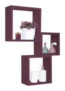 Set 3 Mensole da Parete Cubo in Fibra di Legno Incubo Viola Melanzana