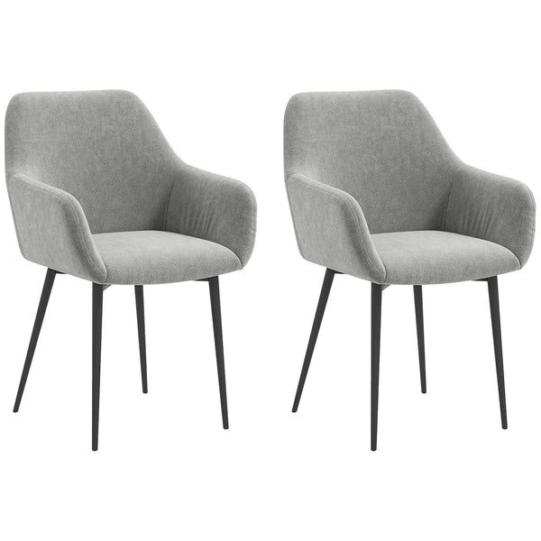 acquista Set 2 Sedie Imbottite Stile Nordico 54x57x80 cm Tessuto Effetto Velluto Grigio Scuro