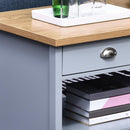 Tavolino 2 Cassetti 1 Ripiano 99x55x50,5 cm in MDF Grigio e Legno