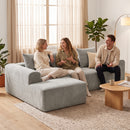 Divano Angolare 3 Posti Senza Struttura 242x178x83 cm con Seduta Ampia e Profonda in Ciniglia Grigio Chiaro      