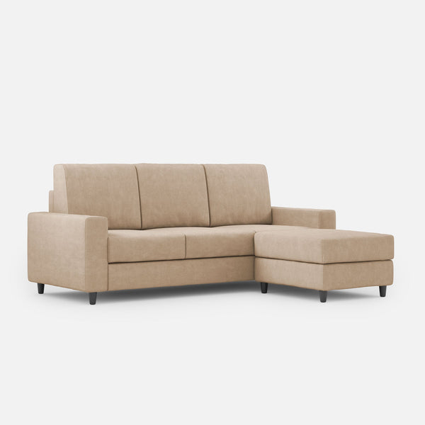 online Divano 3 Posti con Pouf 208x155x85 cm Sakar in Tessuto Beige