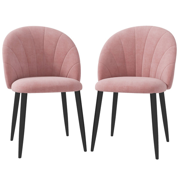Set 2 Sedie da Pranzo Imbottite Stile Nordico 52x54x79 cm in Metallo e Velluto Rosa sconto