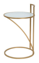 Tavolinetto Glam Sofy Ø38x61 cm in Ferro MDF e Vetro Oro e Multicolor