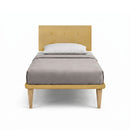 Letto 1 Piazza e Mezza con Rete Rivestita Microfibra Ocra Tessis Testata Button Varie Misure