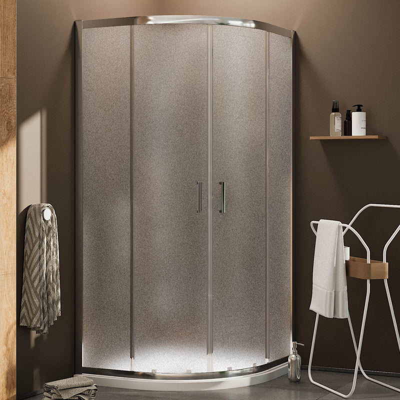 Box Doccia Angolare 2 Ante Scorrevoli in Cristallo Opaco 6mm H185 Fosterberg Dragor Varie Misure