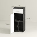Mobile Bagno 35x30x77,5cm con Cassetto e Armadietto in Legno Bianco e Nero  