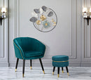 Poltrona Paris Oro 62x58x78 cm in Legno e Poliestere Ottanio