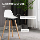 Set 2 Sgabelli da Bar Stile Nordico con Cuscino e Gambe in Legno Bianco 