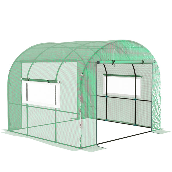 online Serra a Tunnel per Orto 3x3x2 m con Porte Avvolgibili e Finestre in Acciaio e PE Anti UV Verde