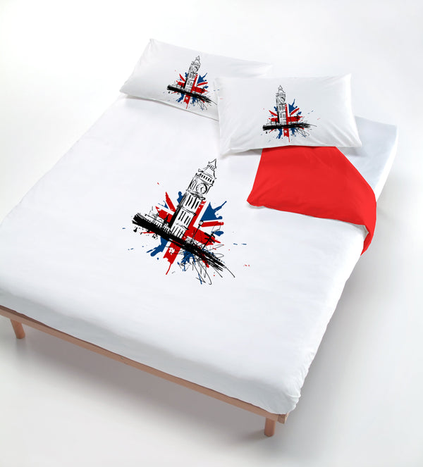 acquista Housse de couette avec imprimé sur le sac et les taies d'oreiller London Red