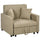 Poltrona Letto Singolo 100x98x88 cm 2 Cuscini e Vano Contenitore in Velluto Marrone Chiaro