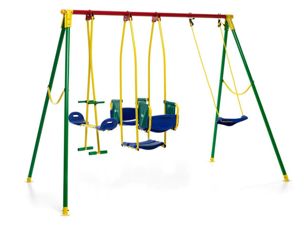 Balançoire de jardin 4 places 294x166x200 cm avec cheval en acier Kiko 5 online