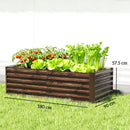 Letto per Orto Rialzato 180x90x57,5 cm con Fondo Aperto e Bordi Arrotondati in Acciaio Zincato Marrone Scuro      