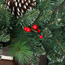 Ghirlanda Natalizia da Interni 180cm con 30 LED Pigne e Bacche      