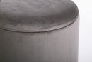 Sgabello Contenitore Polina Tondo Grigio Opal Imbottito in Tessuto effetto Velluto