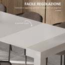 Tavolo Allungabile 45-300x90x75,5 cm Max 6 Persone in Metallo e MDF Bianco