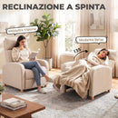 Poltrona Relax 67x157x87 cm Reclinabile Manualmente a 135° con Poggiapiedi in Tessuto Beige      