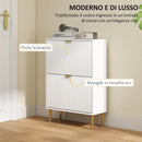 Scarpiera Slim con 2 Cassetti Ribaltabili per 12 Paia di Scarpe 60x24x91,5 cm Design Moderno in MDF Bianco  