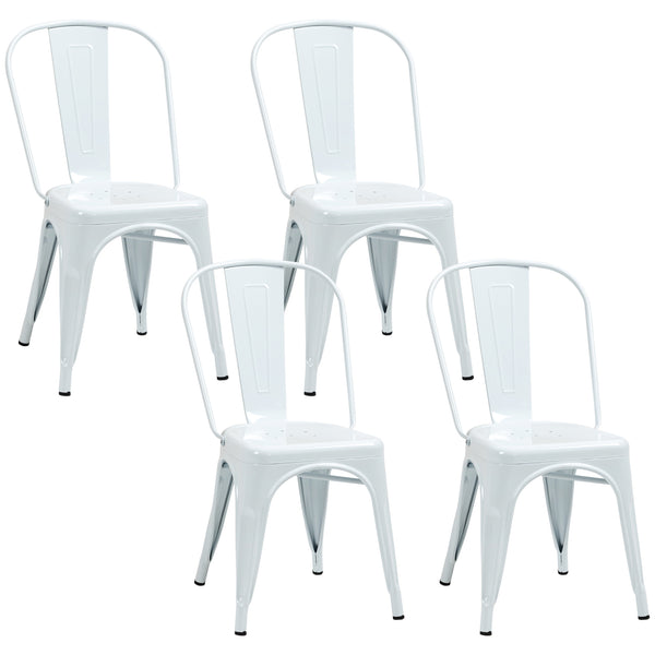 Lot de 4 chaises de cuisine empilables 53x45x85 cm en acier blanc online