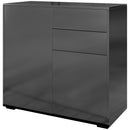 Credenza Moderna con 2 Armadietti e 2 Cassetti con Apertura a Pressione 79x36x74 cm  Nero Lucido