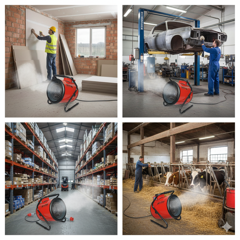 Generatore di Aria Calda 5000W Riscaldatore Elettrico Industriale Rosso