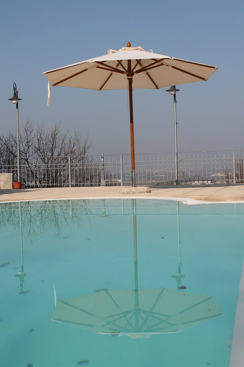 Ombrellone da Giardino Ø4 m Palo Ø48 mm in Legno Telo in Acrilico Danieli Havana Ecrù