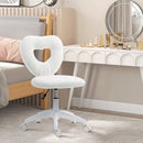 Sedia da Ufficio 45x56x78-88 cm con Schienale a Cuore in Velluto Teddy e Plastica Bianco  
