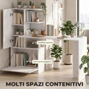 Scrivania per Computer 150x55x122 cm con Libreria e Armadietto in Truciolato Bianco      