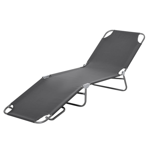 Bain de soleil de jardin pliant 180x55x24 cm en métal et tissu Oxford gris online