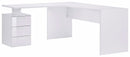 Scrivania Angolare 180/160x60x75cm cm New Selina Bianco Lucido e Ardesia