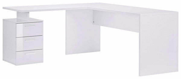 prezzo Scrivania Angolare 180/160x60x75cm cm New Selina Bianco Lucido e Ardesia