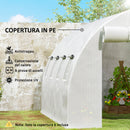Telo per Serra 4x3x2 m con 8 Finestre Porta Avvolgibile e Bordi Interrati in PE Bianco