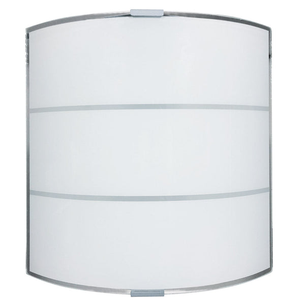 online Applique 1xE27 Cadre Argenté Plaque de Verre Imprimé Blanc 2 Lignes E-Energy Light