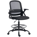Sedia da Ufficio Ergonomica 58x63x105-126 cm con Supporto Lombare e Poggiapiedi in Tessuto e Acciaio Nero      
