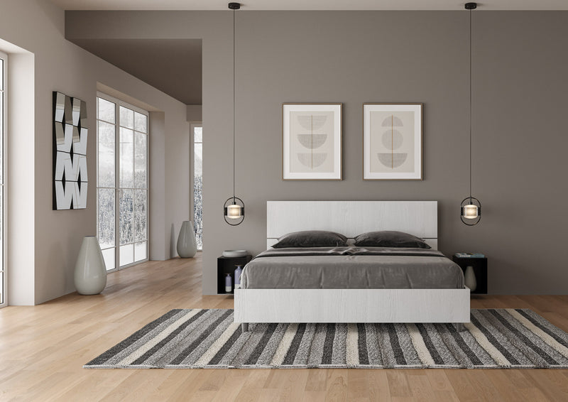 Letto Matrimoniale con Alzata Comoda Testata Inclinata Demas Bianco Frassino Varie Misure