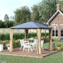 Gazebo da Giardino 2,94x2,94m con Zanzariere in Policarbonato Caffè e Cachi