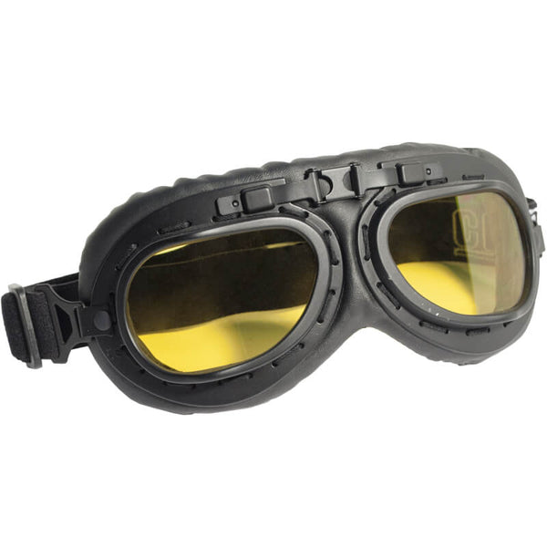 Lunettes Moto en Simili Cuir Verres Jaunes CGM Vintage Noir 704V prezzo