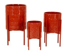 Porta Vasi Archy Tris Ø36x58 cm - Ø30x48 cm - Ø24x38 cm in Ferro Rosso      