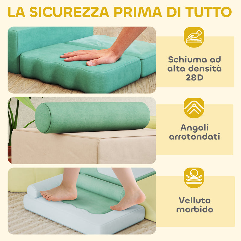 Set 15 Blocchi di Costruzioni Morbide Modulabili per Bambini con 200 Palline per Uso Interno Multicolore      