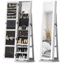 Specchio Portagioie 3 in 1 Girevole a 360° e Autoportante 55x55x161 cm in MDF Bianco  