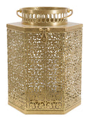 Lanterna Oroy 25x21x33 cm in Ferro e Vetro Oro
